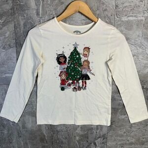 White long sleeve Christmas shirt with red accents Kids‎ Large 10-12